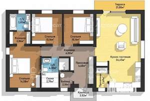 Дом 102м², 1-этажный, участок 6 сот.