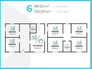 Дом 160м², 2-этажный, участок 7 сот.  
