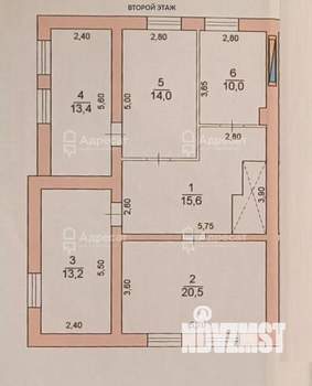 Дом 177м², 2-этажный, участок 6 сот.  