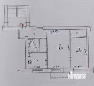 2-к квартира, на длительный срок, 47м2, 2/3 этаж