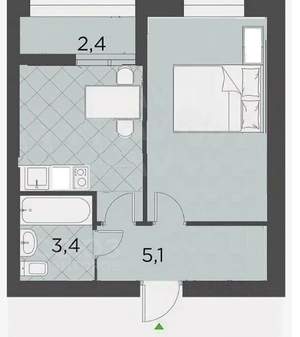 1-к квартира, на длительный срок, 34м2, 3/9 этаж
