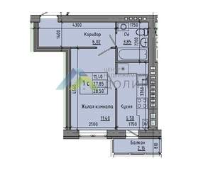 1-к квартира, на длительный срок, 28м2, 5/5 этаж