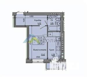 1-к квартира, на длительный срок, 28м2, 5/5 этаж