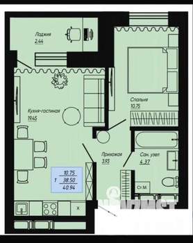 2-к квартира, вторичка, 41м2, 10/18 этаж