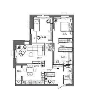 3-к квартира, вторичка, 97м2, 23/24 этаж