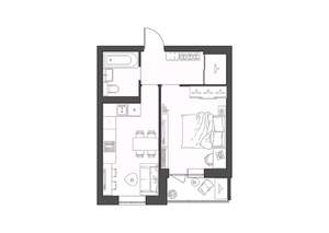1-к квартира, строящийся дом, 37м2, 4/9 этаж