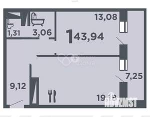 1-к квартира, вторичка, 46м2, 21/24 этаж