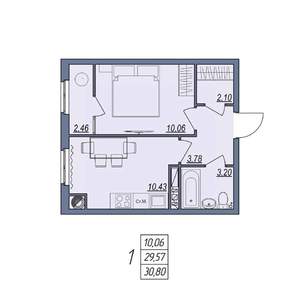 1-к квартира, вторичка, 31м2, 7/8 этаж