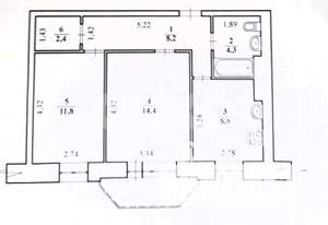 2-к квартира, вторичка, 50м2, 5/5 этаж