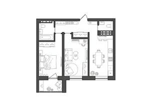 2-к квартира, строящийся дом, 56м2, 1/8 этаж