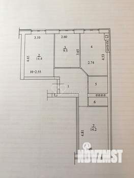 3-к квартира, вторичка, 64м2, 3/3 этаж