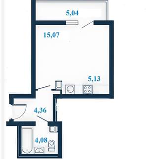 1-к квартира, строящийся дом, 31м2, 23/23 этаж