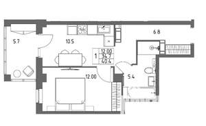 1-к квартира, вторичка, 40м2, 2/18 этаж