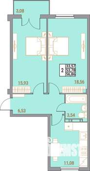 2-к квартира, вторичка, 57м2, 2/5 этаж