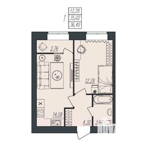 1-к квартира, вторичка, 36м2, 7/10 этаж