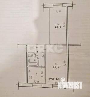 2-к квартира, вторичка, 43м2, 1/2 этаж