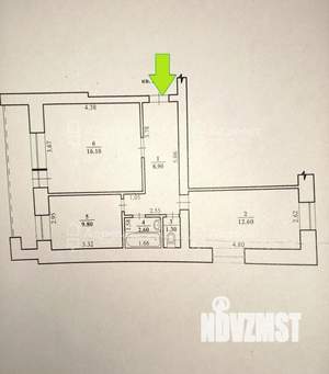 2-к квартира, вторичка, 51м2, 1/10 этаж