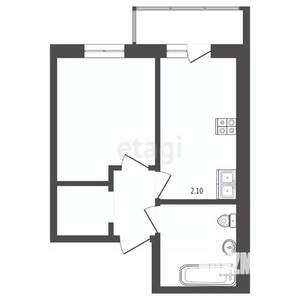 1-к квартира, вторичка, 25м2, 3/3 этаж