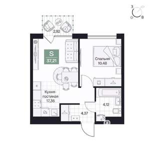 1-к квартира, вторичка, 37м2, 2/8 этаж