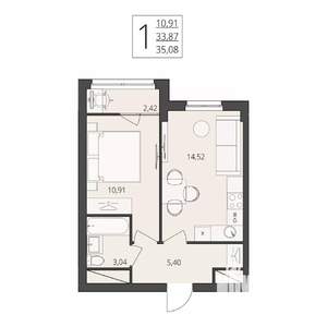 1-к квартира, вторичка, 35м2, 2/17 этаж