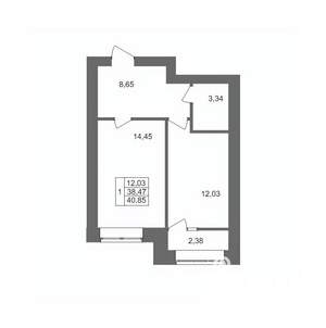 1-к квартира, вторичка, 41м2, 5/10 этаж