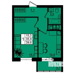 1-к квартира, вторичка, 40м2, 13/16 этаж