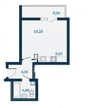 1-к квартира, строящийся дом, 31м2, 17/23 этаж