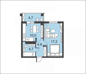 1-к квартира, вторичка, 42м2, 3/17 этаж