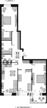 3-к квартира, вторичка, 88м2, 14/20 этаж