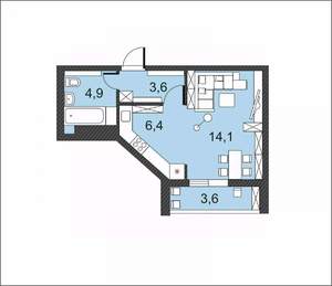 Студия квартира, вторичка, 33м2, 1/17 этаж