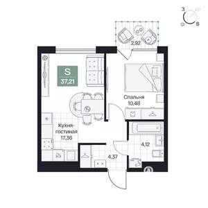 1-к квартира, вторичка, 37м2, 7/8 этаж