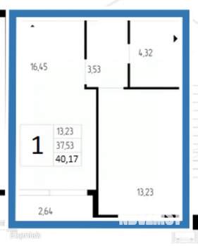 1-к квартира, сданный дом, 40м2, 3/9 этаж