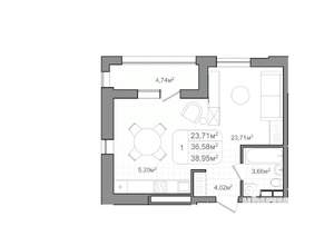 1-к квартира, вторичка, 39м2, 2/9 этаж