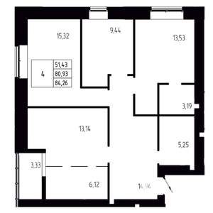 Студия квартира, сданный дом, 84м2, 6/8 этаж