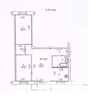 3-к квартира, вторичка, 59м2, 4/4 этаж