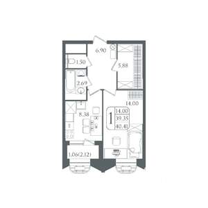1-к квартира, вторичка, 40м2, 18/22 этаж