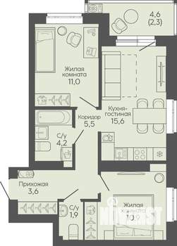 2-к квартира, вторичка, 55м2, 19/22 этаж