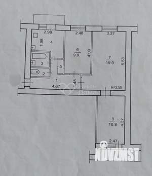 3-к квартира, вторичка, 59м2, 7/9 этаж