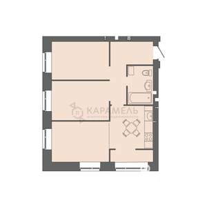 3-к квартира, строящийся дом, 63м2, 7/9 этаж