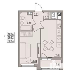 1-к квартира, вторичка, 31м2, 3/6 этаж