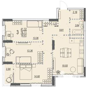 3-к квартира, вторичка, 80м2, 2/17 этаж