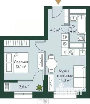1-к квартира, вторичка, 37м2, 21/24 этаж