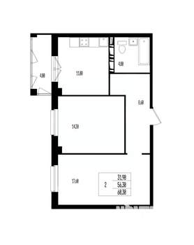 Студия квартира, вторичка, 60м2, 13/17 этаж