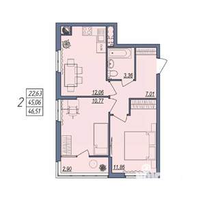 2-к квартира, вторичка, 47м2, 3/10 этаж