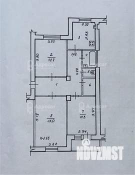 3-к квартира, вторичка, 69м2, 4/4 этаж
