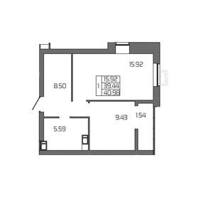1-к квартира, вторичка, 41м2, 6/24 этаж