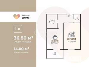 1-к квартира, вторичка, 36м2, 8/20 этаж