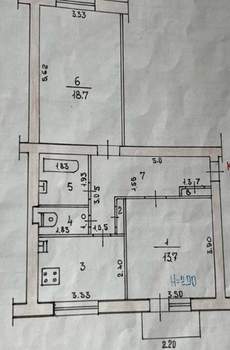 2-к квартира, вторичка, 58м2, 3/3 этаж