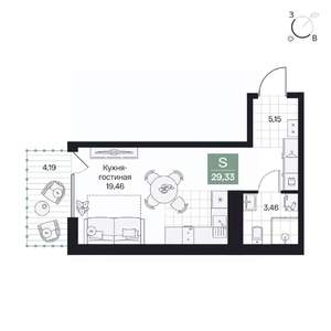 Студия квартира, вторичка, 29м2, 6/9 этаж