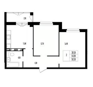 Студия квартира, вторичка, 58м2, 1/17 этаж